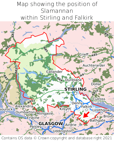 Map showing location of Slamannan within Stirling and Falkirk