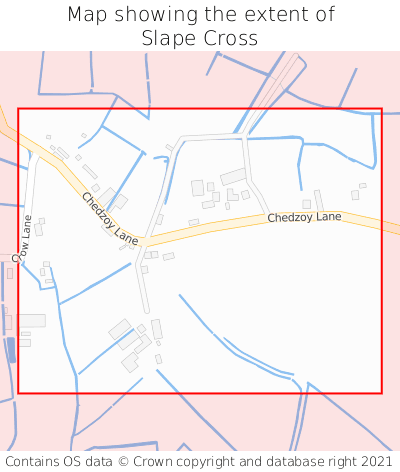 Map showing extent of Slape Cross as bounding box