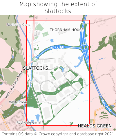 Map showing extent of Slattocks as bounding box