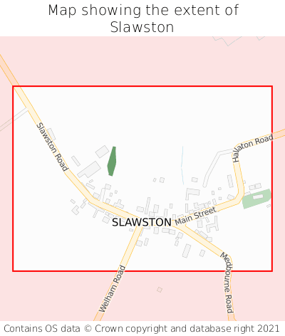 Map showing extent of Slawston as bounding box