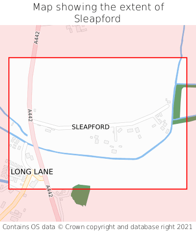 Map showing extent of Sleapford as bounding box