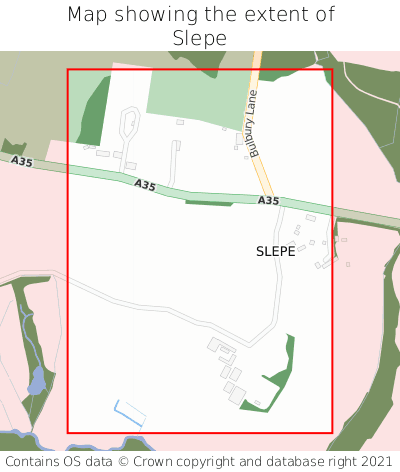 Map showing extent of Slepe as bounding box