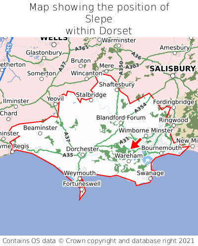 Map showing location of Slepe within Dorset