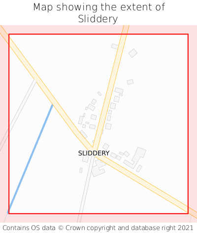 Map showing extent of Sliddery as bounding box