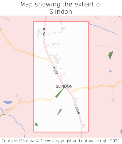 Map showing extent of Slindon as bounding box