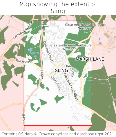 Map showing extent of Sling as bounding box