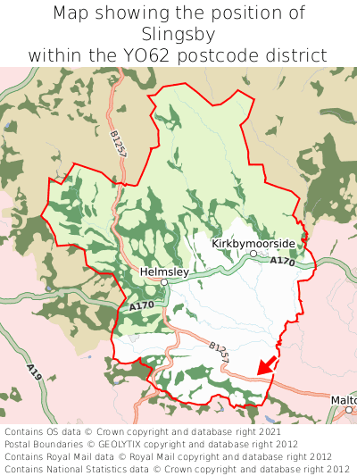 Map showing location of Slingsby within YO62