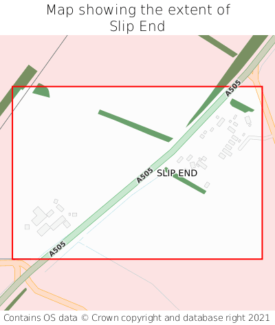 Map showing extent of Slip End as bounding box