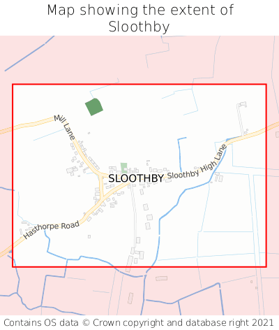 Map showing extent of Sloothby as bounding box