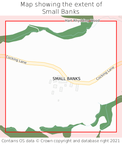 Map showing extent of Small Banks as bounding box