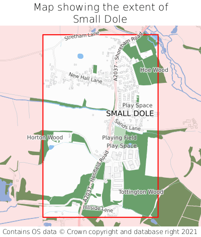 Map showing extent of Small Dole as bounding box