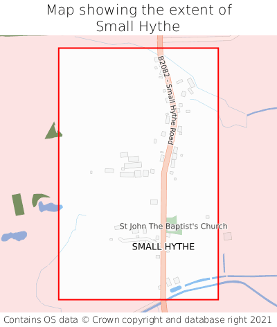Map showing extent of Small Hythe as bounding box