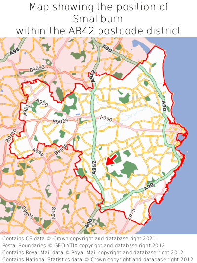 Map showing location of Smallburn within AB42