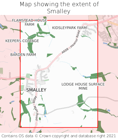 Map showing extent of Smalley as bounding box