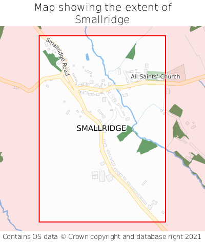 Map showing extent of Smallridge as bounding box