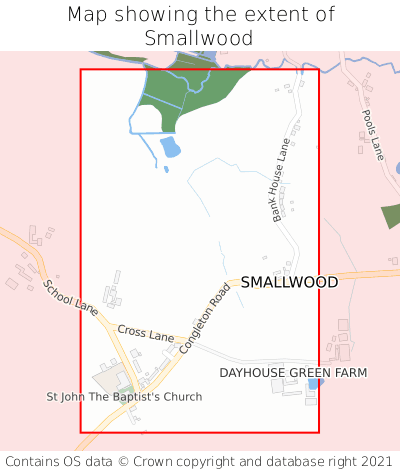 Map showing extent of Smallwood as bounding box
