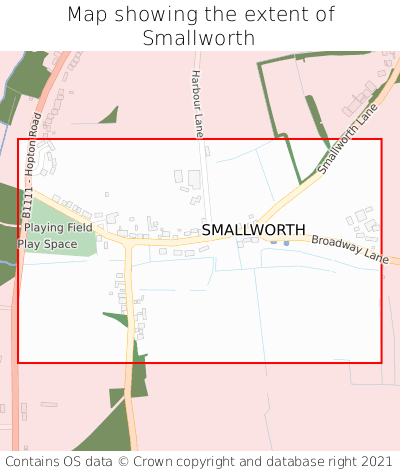 Map showing extent of Smallworth as bounding box