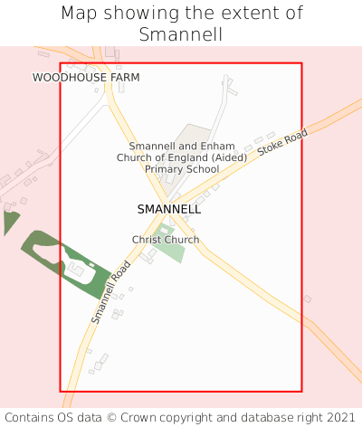 Map showing extent of Smannell as bounding box