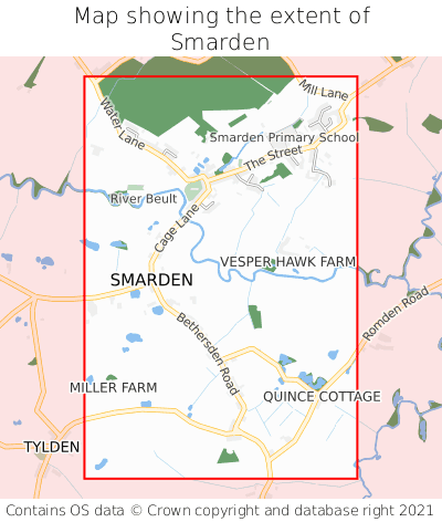 Map showing extent of Smarden as bounding box