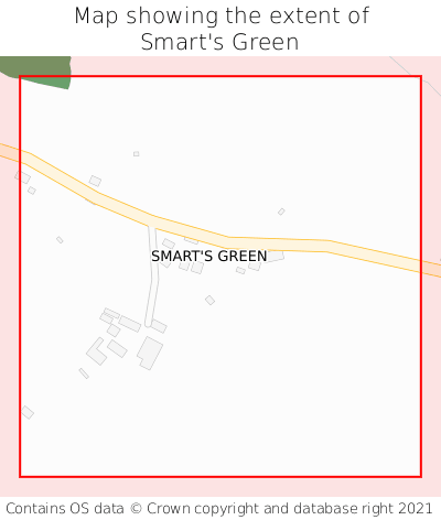 Map showing extent of Smart's Green as bounding box