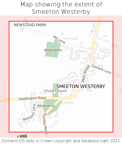 Map showing extent of Smeeton Westerby as bounding box