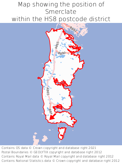 Map showing location of Smerclate within HS8