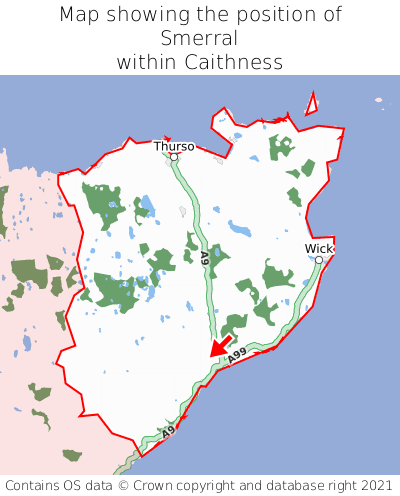 Map showing location of Smerral within Caithness