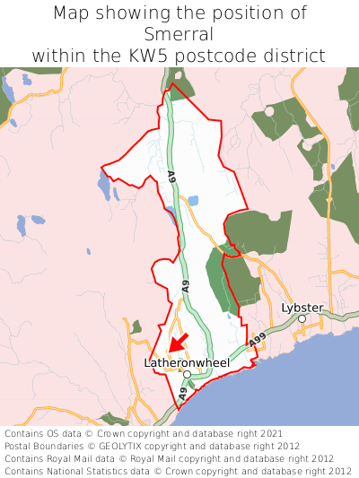Map showing location of Smerral within KW5
