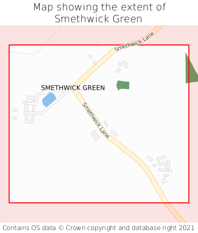 Map showing extent of Smethwick Green as bounding box