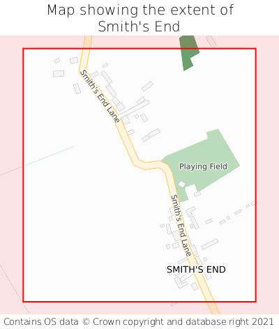 Map showing extent of Smith's End as bounding box
