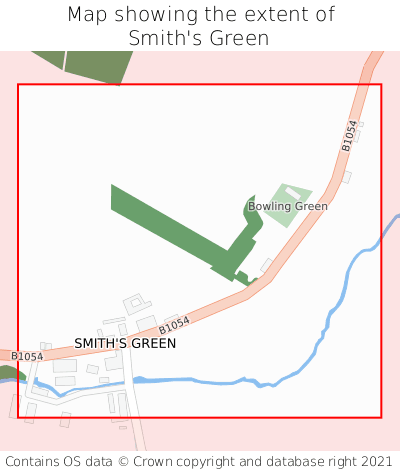 Map showing extent of Smith's Green as bounding box