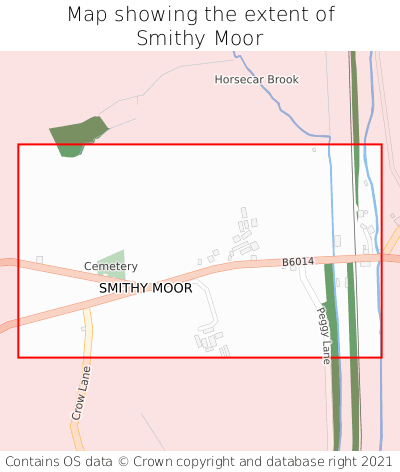 Map showing extent of Smithy Moor as bounding box
