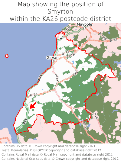 Map showing location of Smyrton within KA26