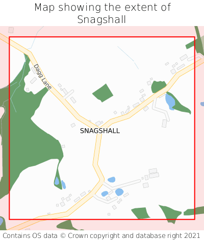 Map showing extent of Snagshall as bounding box
