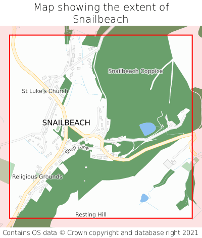 Map showing extent of Snailbeach as bounding box