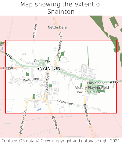 Map showing extent of Snainton as bounding box