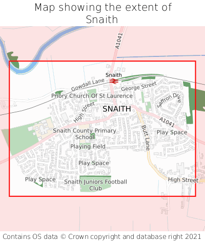 Map showing extent of Snaith as bounding box