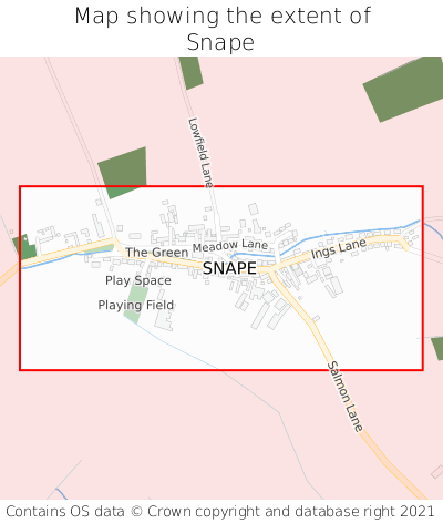 Map showing extent of Snape as bounding box