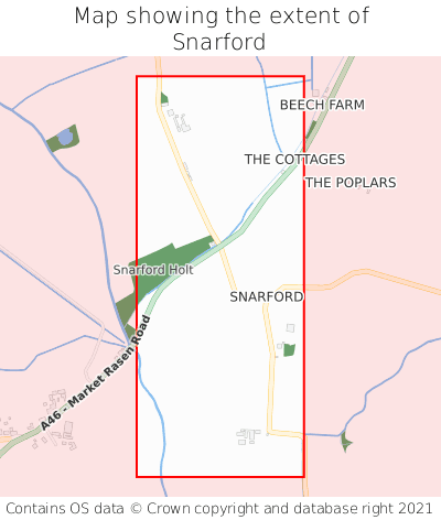 Map showing extent of Snarford as bounding box