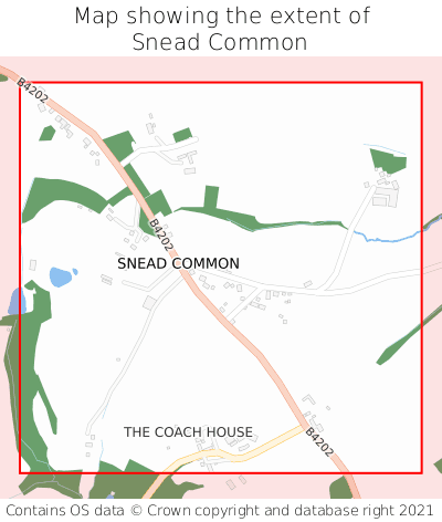 Map showing extent of Snead Common as bounding box