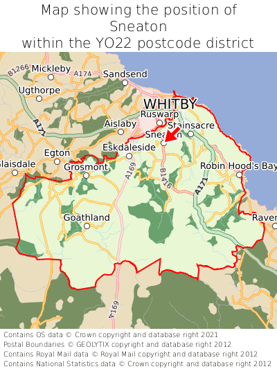 Map showing location of Sneaton within YO22