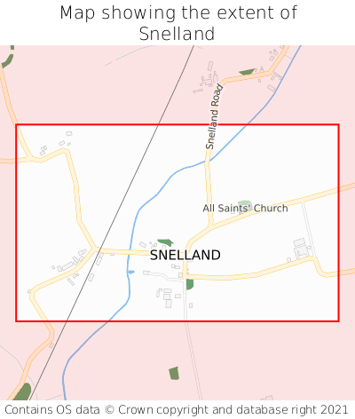 Map showing extent of Snelland as bounding box