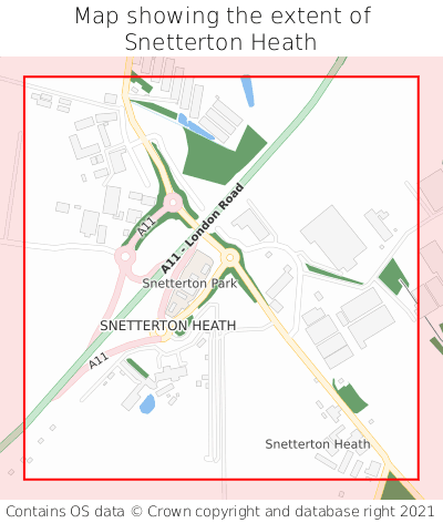 Map showing extent of Snetterton Heath as bounding box