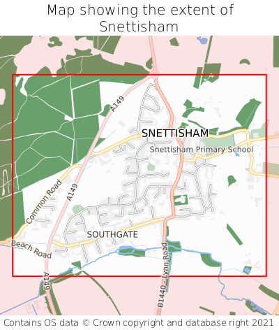 Map showing extent of Snettisham as bounding box