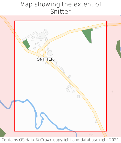 Map showing extent of Snitter as bounding box