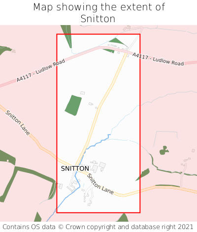 Map showing extent of Snitton as bounding box