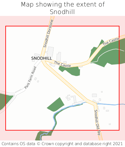 Map showing extent of Snodhill as bounding box