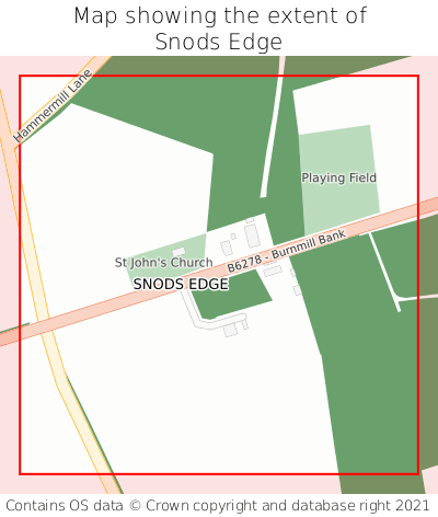 Map showing extent of Snods Edge as bounding box