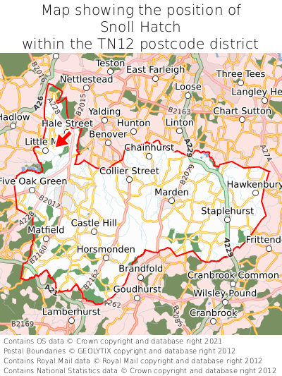 Map showing location of Snoll Hatch within TN12