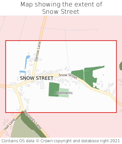 Map showing extent of Snow Street as bounding box